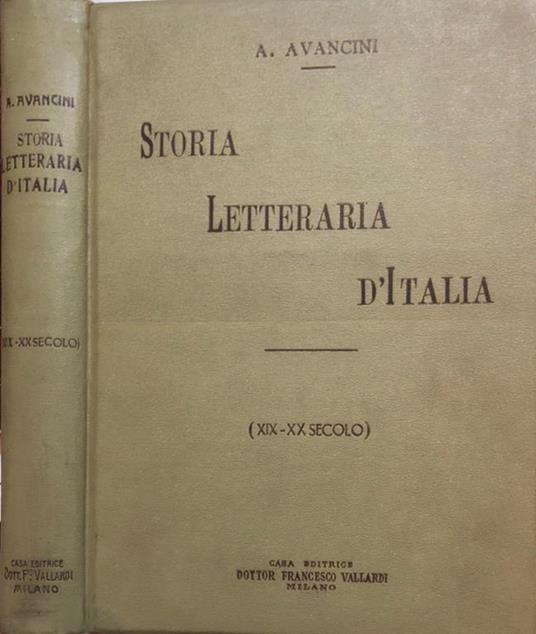 Storia Letteraria d'Italia - Avancinio Avancini - copertina