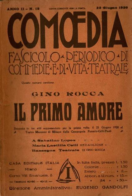 Il primo amore - Dramma in 3 atti - Gino Rocca - copertina