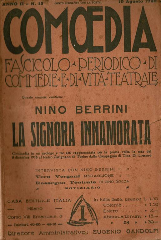 La Signora innamorata - Commedia in 3 atti - Nino Berrini - copertina