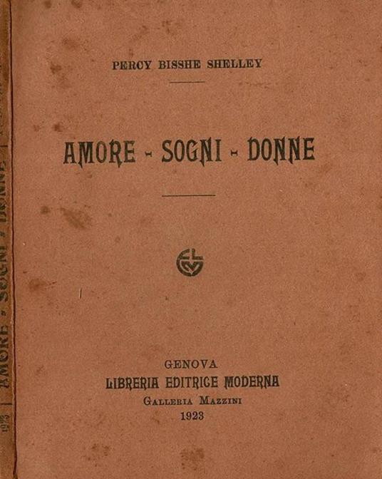 Amore - Sogni - Donne - Percy Bysshe Shelley - copertina