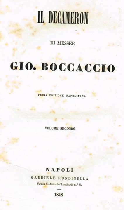 Il Decameron vol.II - Giovanni Boccaccio - copertina