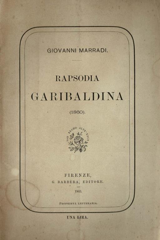 Rapsodia Garibaldina "1860" - Giovanni Marradi - copertina