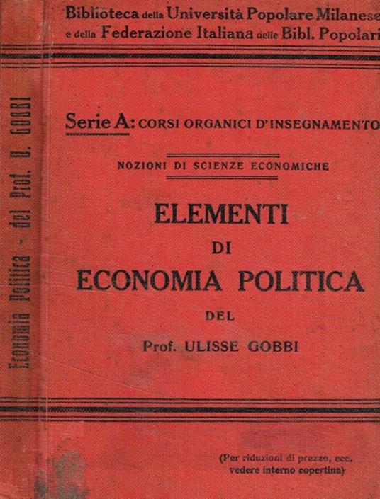 Elementi di economia politica - Ulisse Gobbi - copertina