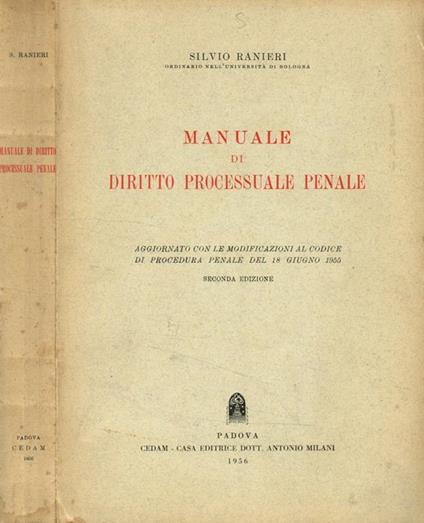 Manuale di diritto processuale penale - Silvio Ranieri - copertina