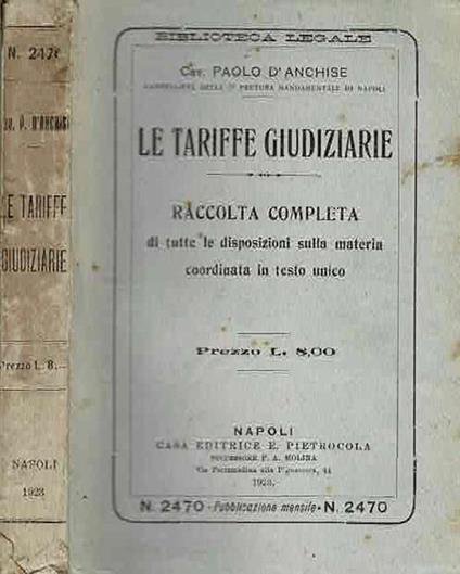 Le tariffe giudiziarie - Paolo D'Anchise - copertina