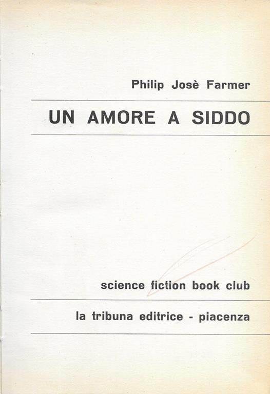 Un amore a Siddo - Philip José Farmer - copertina