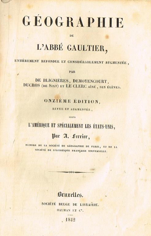 Geographie de l'abbé Gaultier - copertina