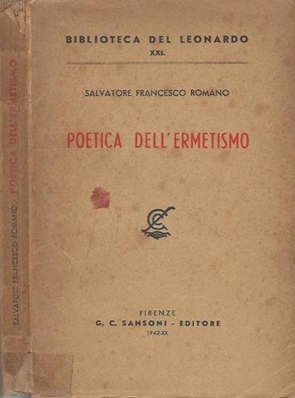 Poetica dell'Ermetismo - Salvatore F. Romano - copertina