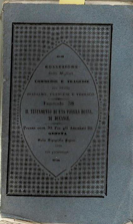 Il testamento di una povera donna - Vittorio Ducange - copertina