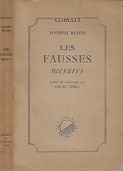 Les Fausses mesures - Joseph Roth - copertina