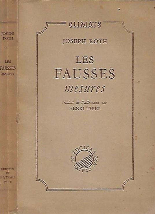 Les Fausses mesures - Joseph Roth - copertina