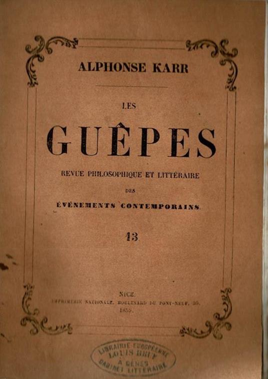 Les Guepès - Alphonse Karr - copertina