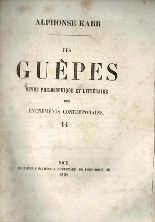 Les Guepès - Alphonse Karr - copertina