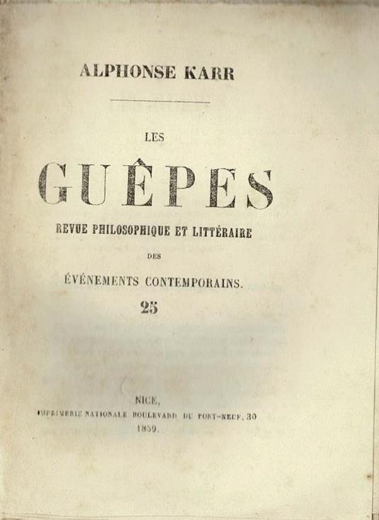 Les Guepès - Alphonse Karr - copertina