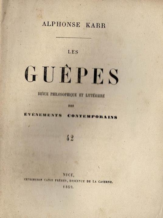 Les Guepès - Alphonse Karr - copertina