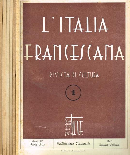 L' Italia francescana. Rivista di cultura, nuova serie, anno 37, 1962 - copertina