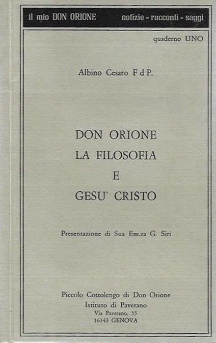 Don Orione la filosofia e Gesù Cristo - Albino Cesaro - copertina