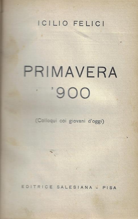 Primavera '900 - Icilio Felici - copertina