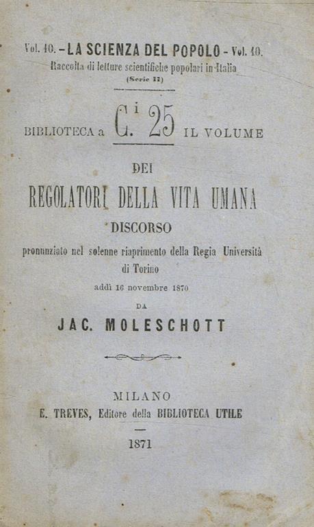 Dei regolatori della vita umana - copertina