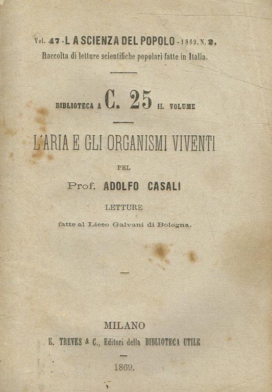 L' aria e gli organismi viventi - Adolfo Casali - copertina