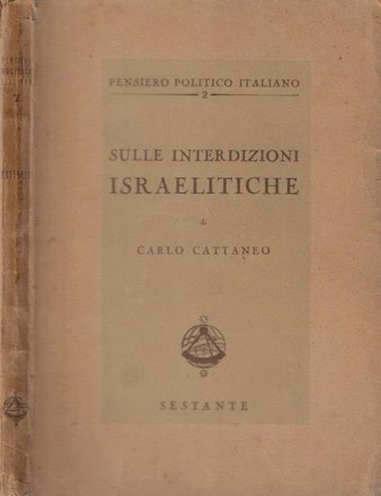 Sulle interdizioni israelitiche - Carlo Cattaneo - copertina