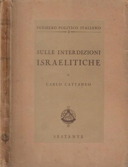 Sulle interdizioni israelitiche - Carlo Cattaneo - copertina