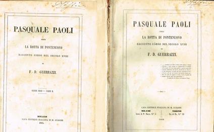 Pasquale Paoli ossia la rotta di Pontenuovo. Racconto corso del secolo XVIII, 2voll - Francesco D. Guerrazzi - copertina