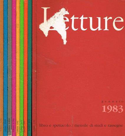 Letture. Libro e spettacolo. Mensile di studi e rassegne. Anno 38 n.393, 394, 395, 396, 397, 398, 399, 401. 1983 - copertina