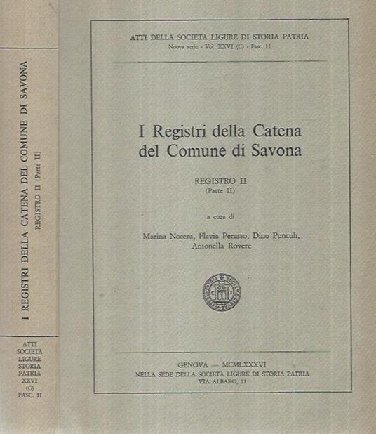 I Registri della Catena del Comune di Savona - Registro II - copertina