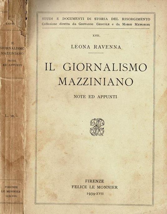 Il giornalismo Mazziniano - Leona Ravenna - copertina