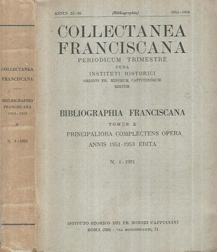 Collectanea Franciscana - 1955-1956, N. 1 -1921 - copertina