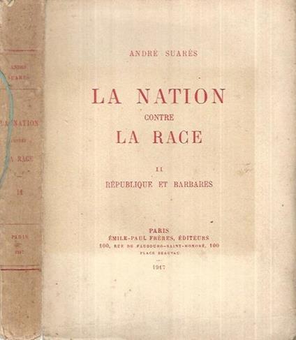 La Nation contre la race - copertina