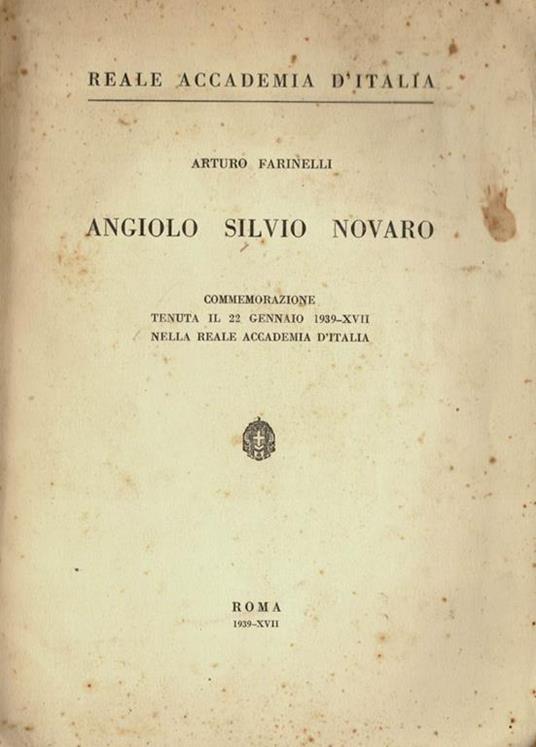 Angiolo Silvio Novaro - Arturo Farinelli - copertina