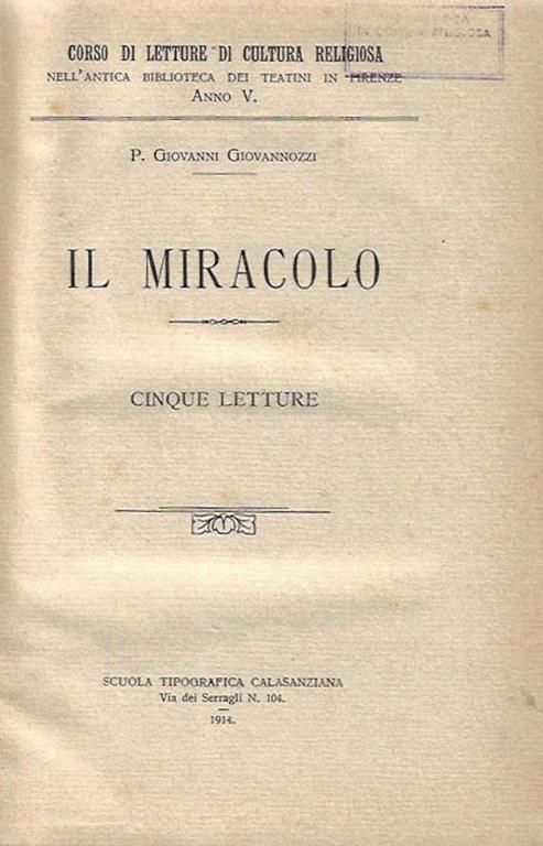 Il miracolo - copertina