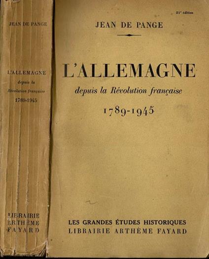 L' Allemagne - Jean de Pange - copertina