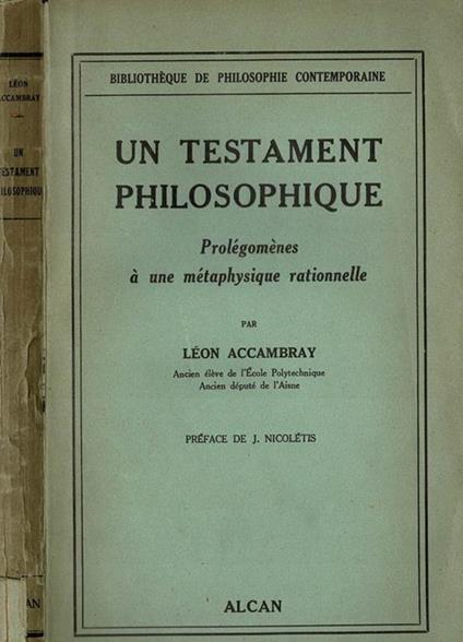 Un Testament Philosophique - copertina