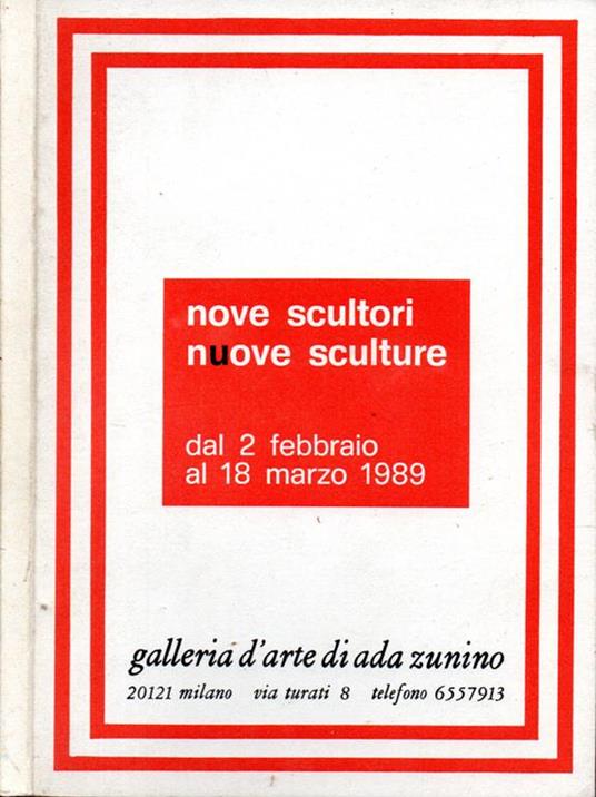 Nove scultori nuove sculture - Ada Zunino - copertina