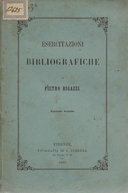 Esercitazioni bibliografiche. Fascicolo II - copertina