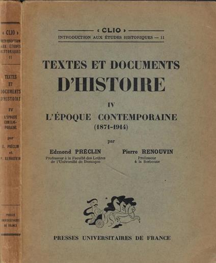 Textes et documents d'histoire Vol. IV: L'epoque contemporaine (1871-1914) - copertina