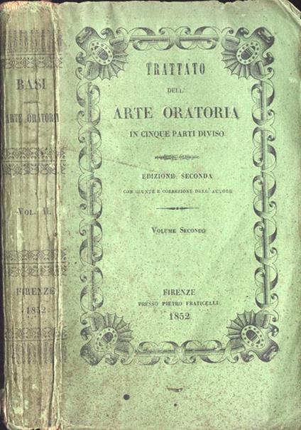 Trattato dell' arte oratoria Vol. II - copertina