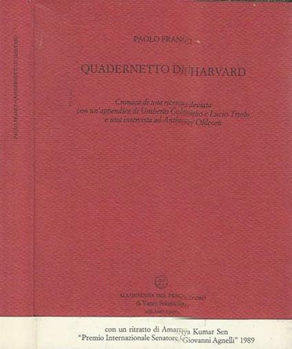 Quadernetto di Harvard - Paolo Franci - copertina