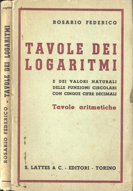 Tavole dei logaritmi - Federico Rosario - copertina