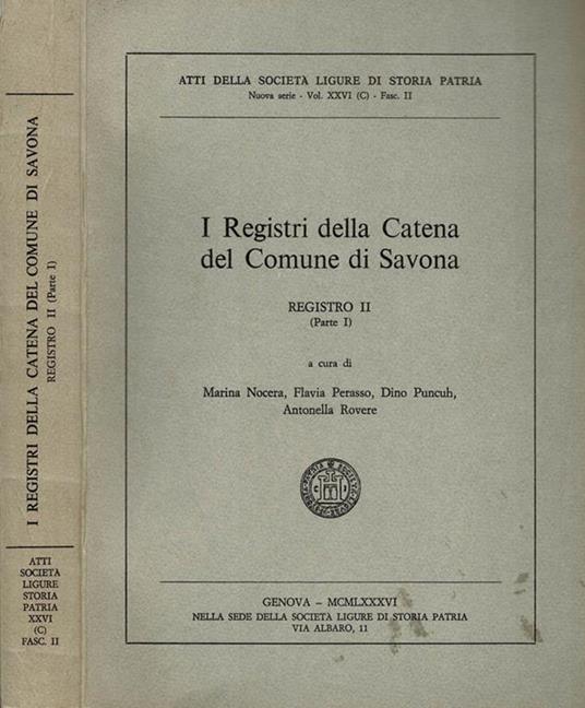I registri della Catena del Comune di Savona - copertina