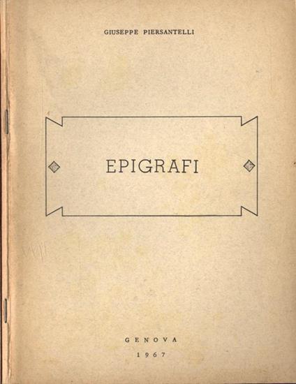 Epigrafi - Giuseppe Piersantelli - copertina