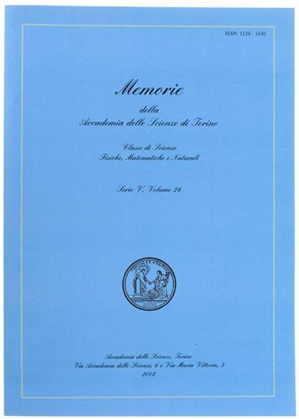 Memorie Della Accademia Delle Scienze di Torino. Classe di Scienze Fisiche, Matematiche e Naturali. Serie V, Volume 26 - copertina