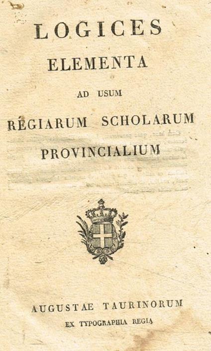 Logices elementa ad usum regiarum scholarum provincialium - copertina