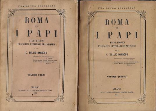 Roma ed i Papi Vol. III, IV. Studi storici filosofici letterari ed artistici - copertina