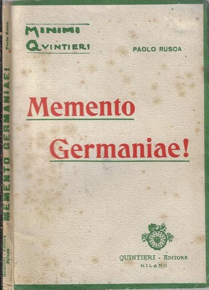 Memento germaniae! - copertina
