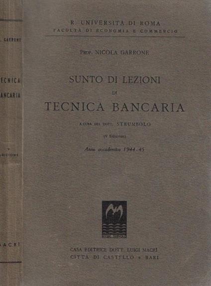 Sunto di lezioni di Tecnica Bancaria - copertina