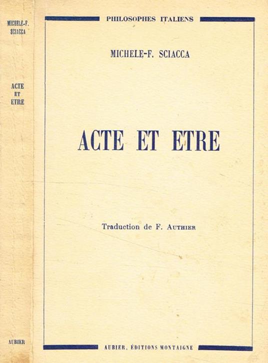 Acte et etre - copertina